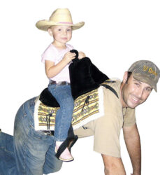 cashel daddle saddle. It’s a saddle for dad. Put saddle on dads back for horse back rides.
