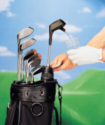 Golf club drink dispenser. Secretly pour a drink from your golf bag.