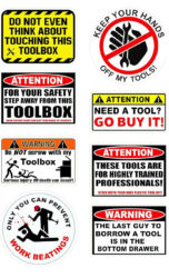 Funny Toolbox stickers, hands off my tools from amazon