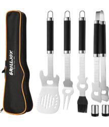 Grilljoy Guitar shaped bbq utensils and tools.